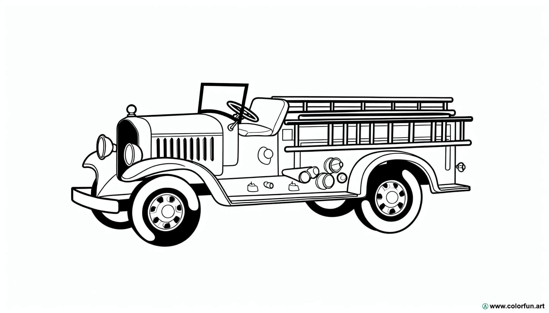 coloring page old fire truck