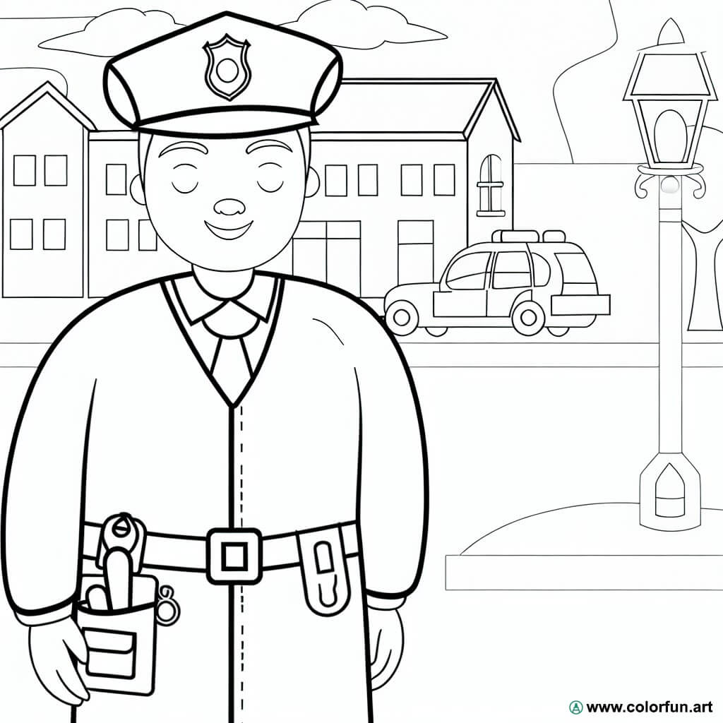 coloring page policeman cop