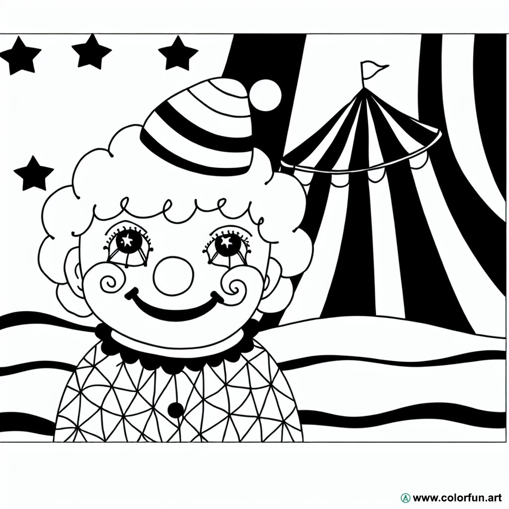 coloring page cute clown