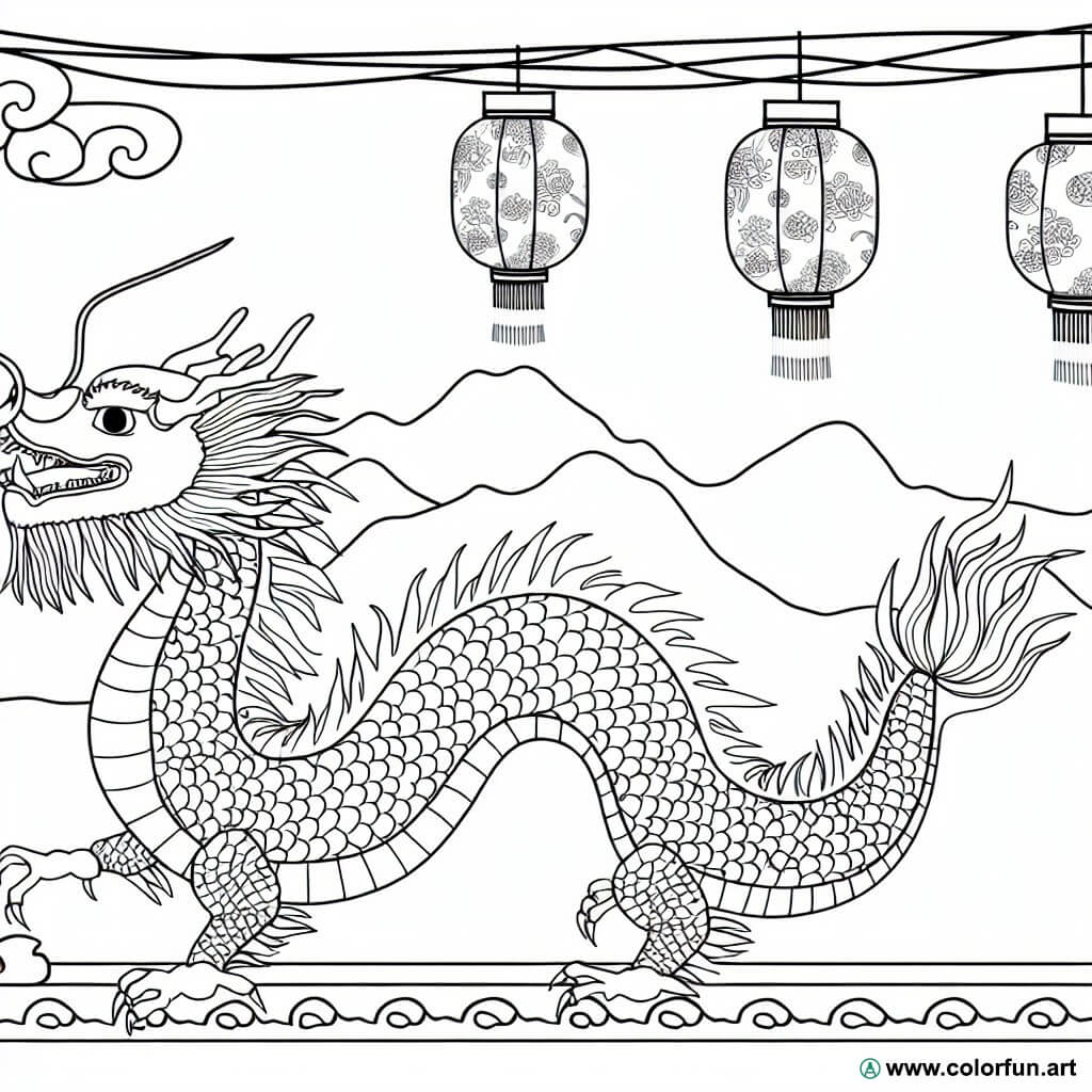 coloring page Chinese New Year animals