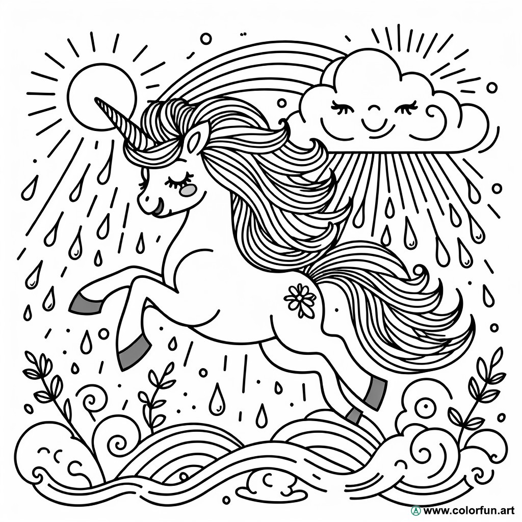 unicorn cloud coloring page