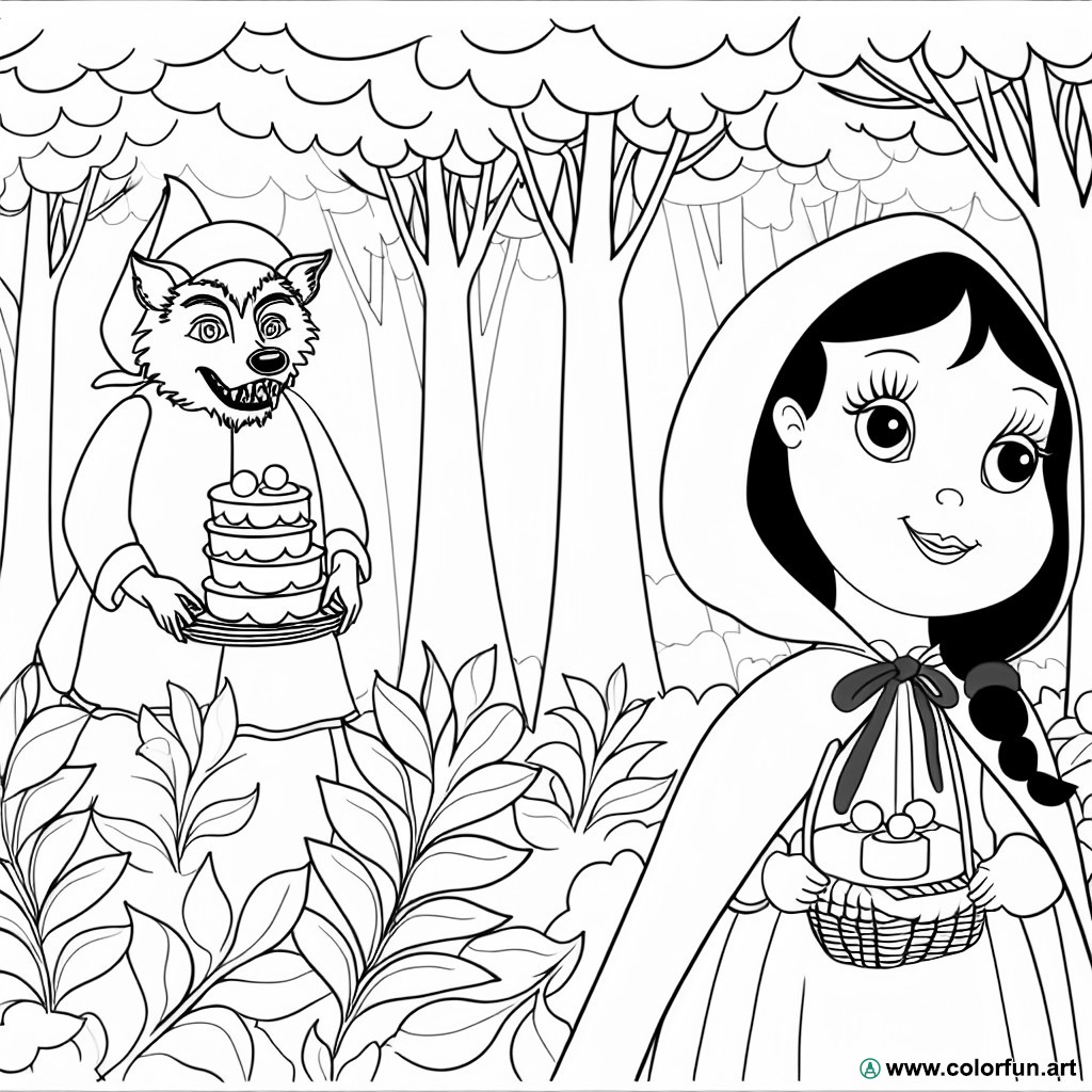 coloring page little red riding hood ps