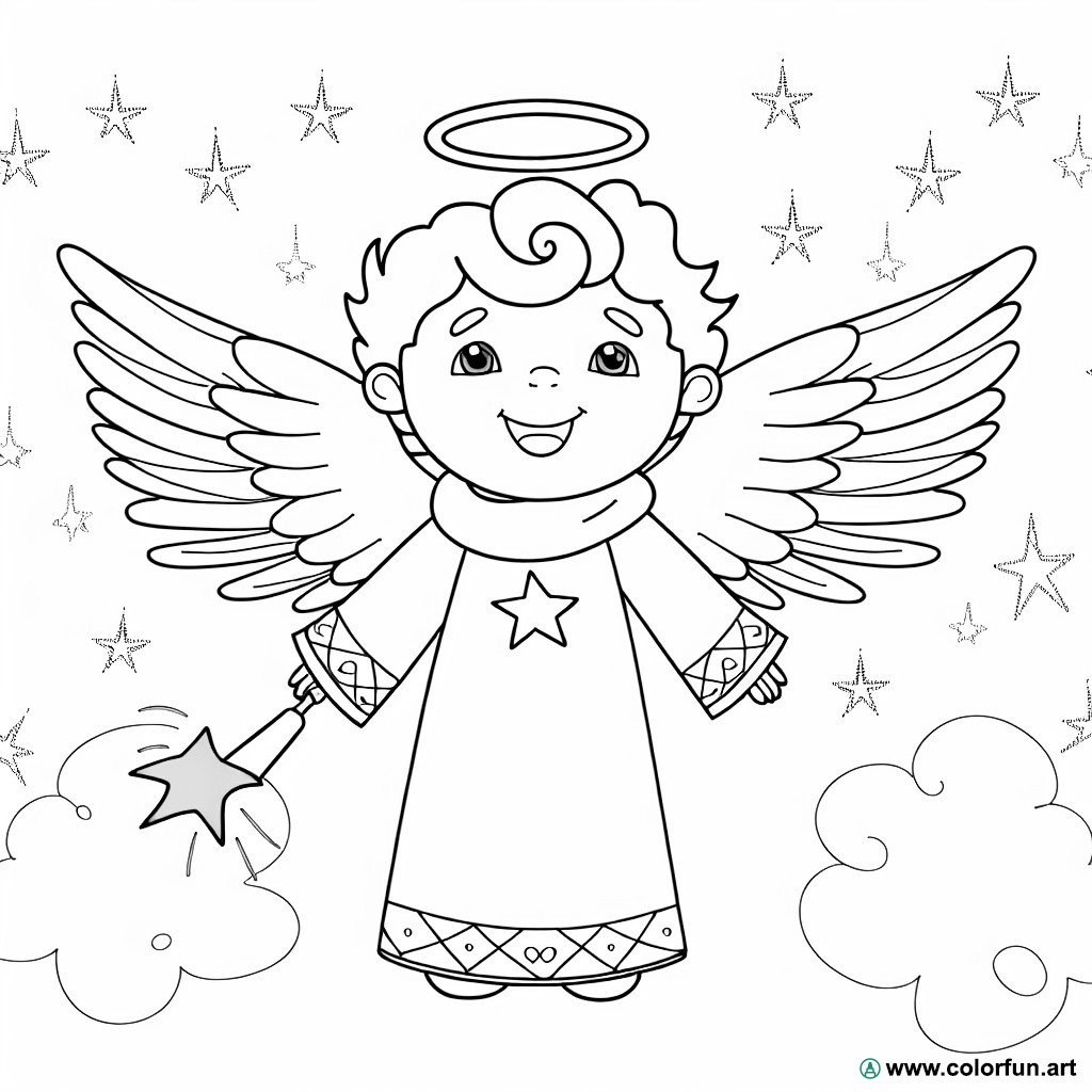 easy angel coloring page