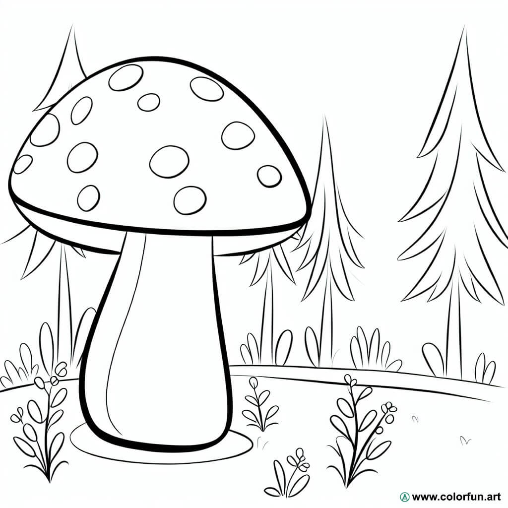 ```html
coloring page mushroom forest
```