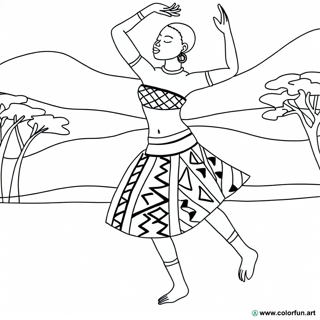 coloring page African dance