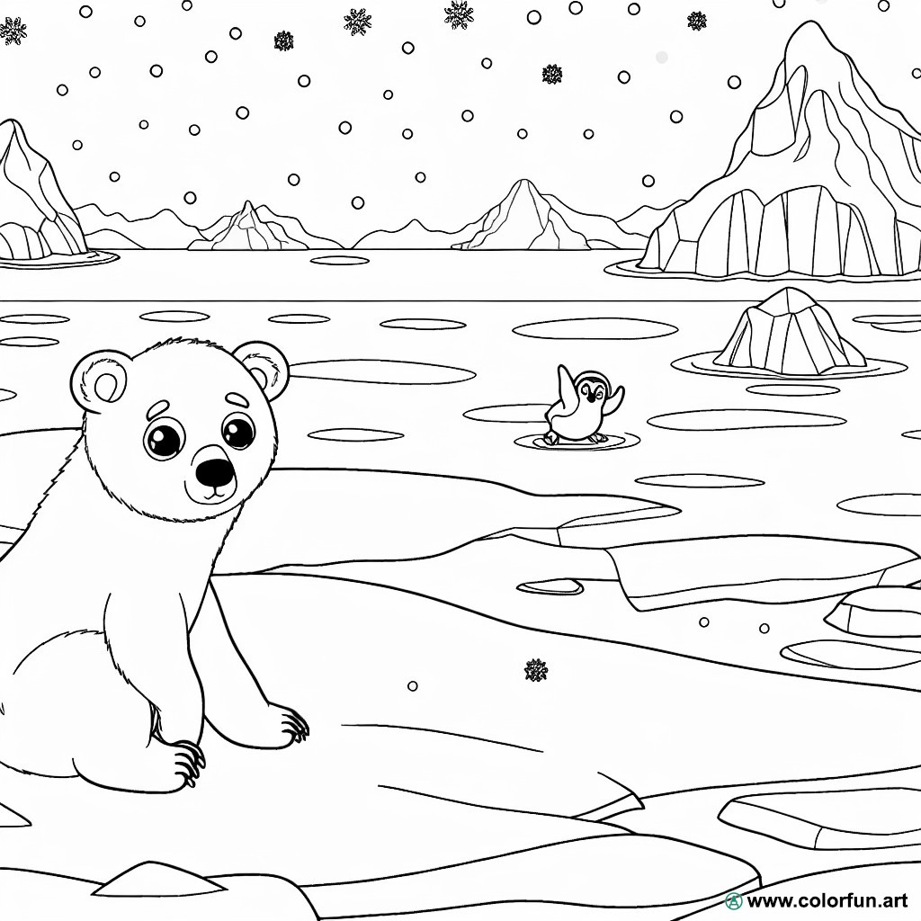 coloring page winter ice floe