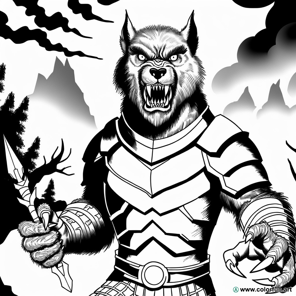 terrifying werewolf coloring page