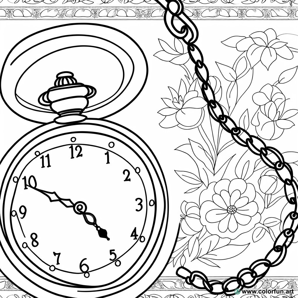 coloring page pocket watch