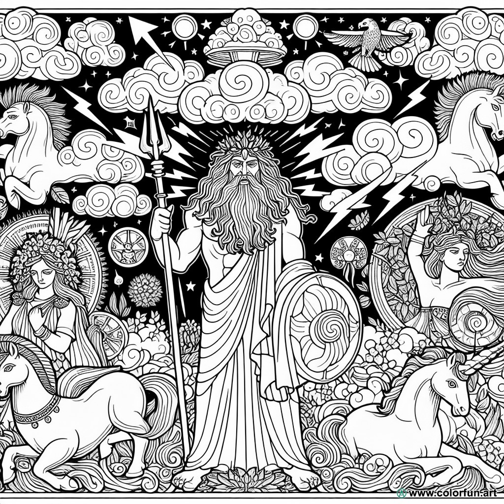 coloring page Greek mythology gods