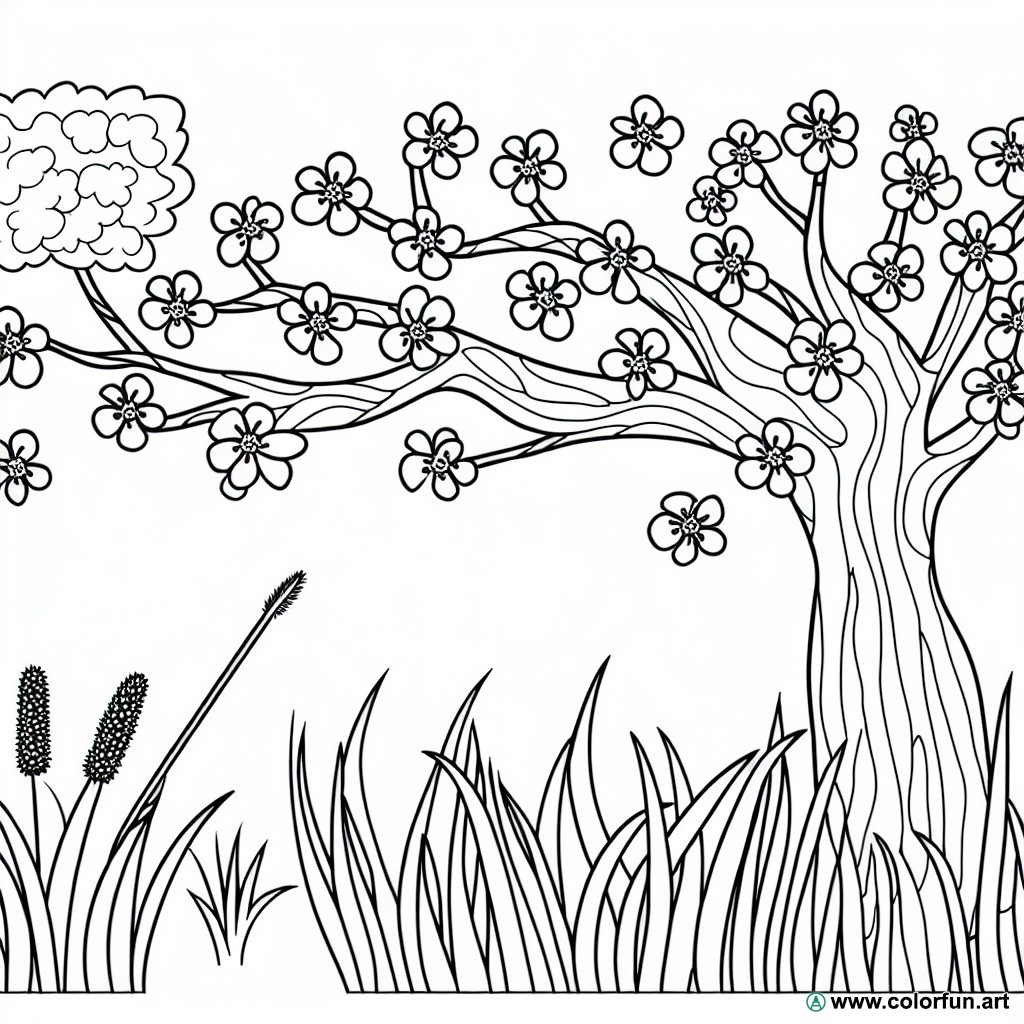 coloring page apple tree flowers