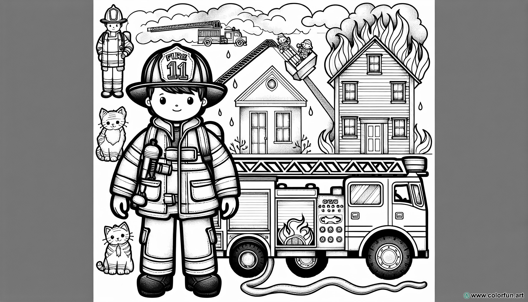 easy firefighter coloring page
