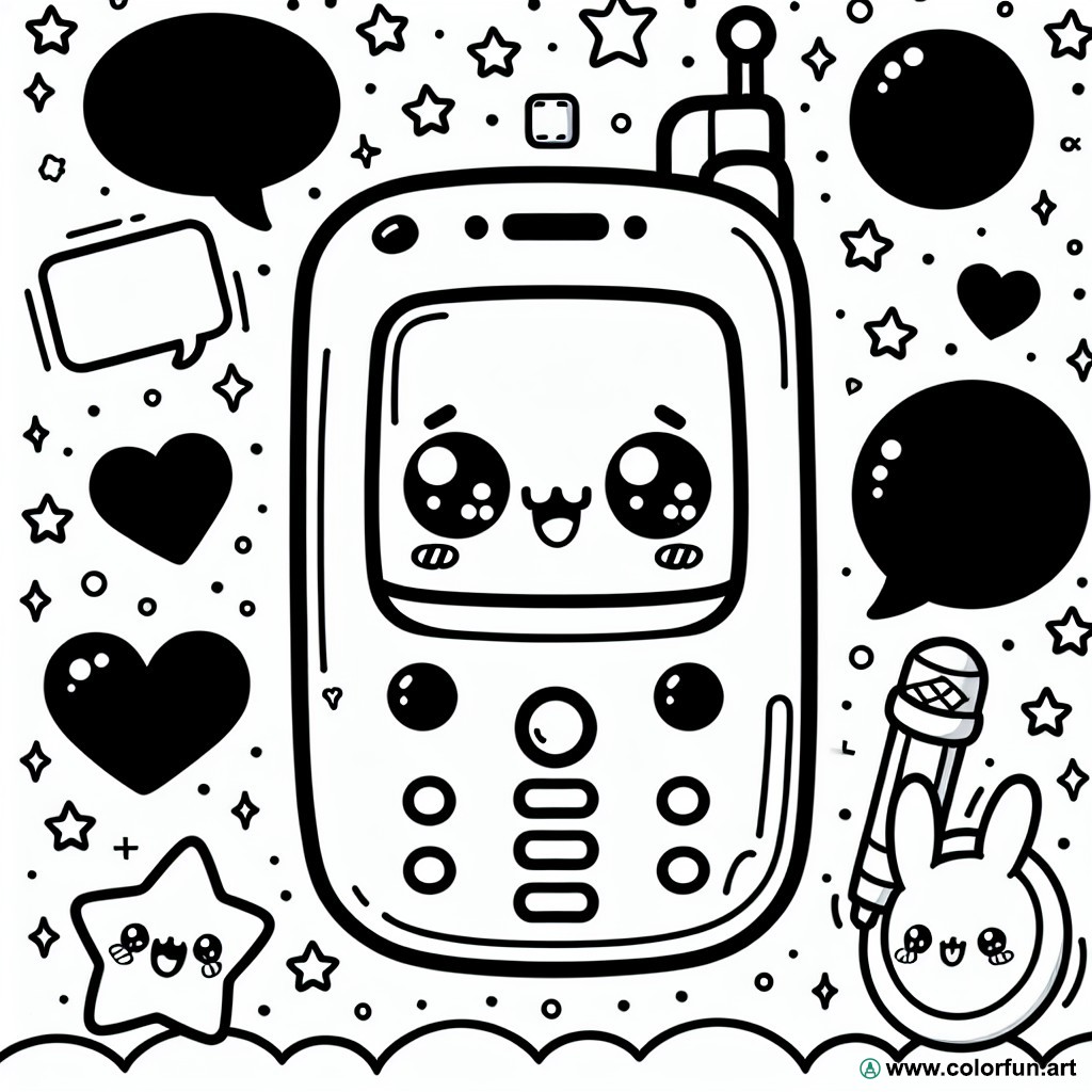 coloring page cute phone