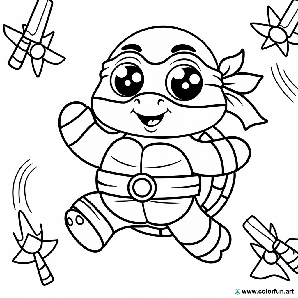 coloring page ninja turtle kawaii