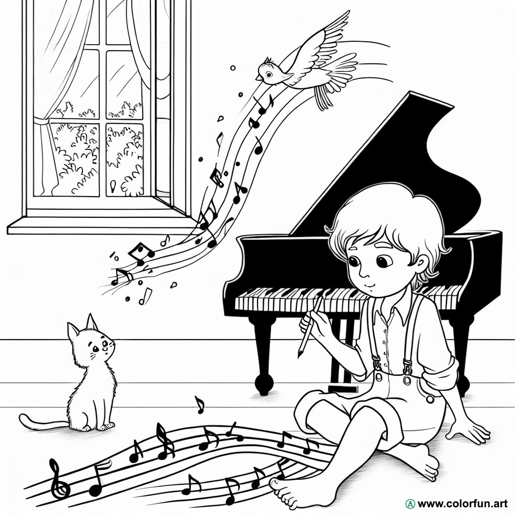 Artistic music coloring page