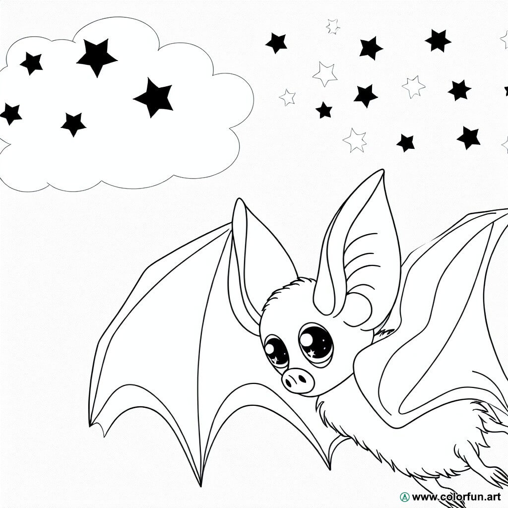 coloring page nocturnal bat