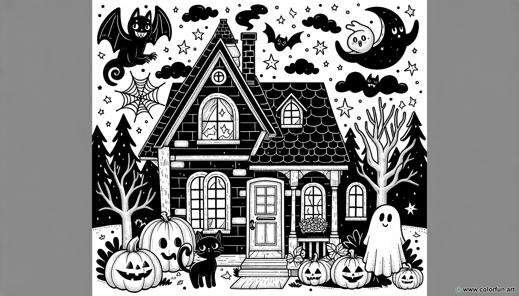 halloween party coloring page