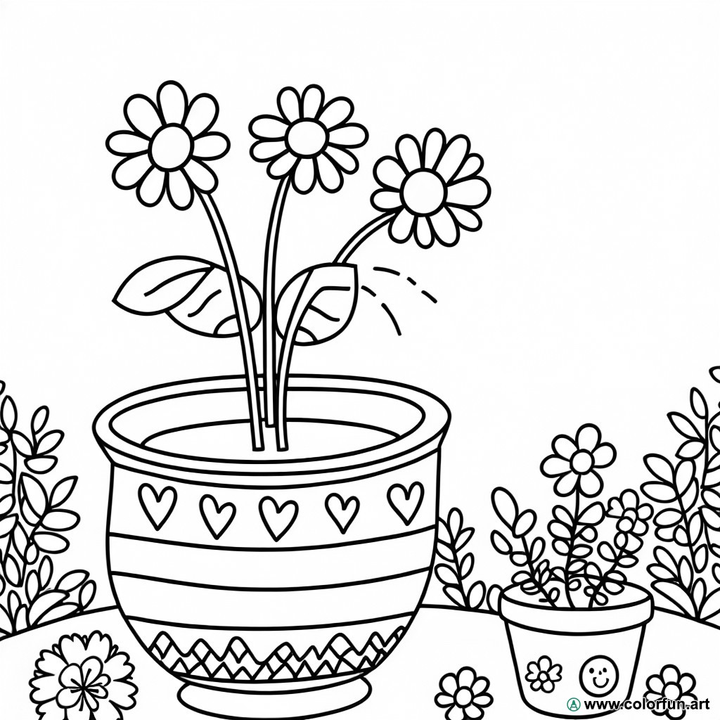 coloring page flower pot