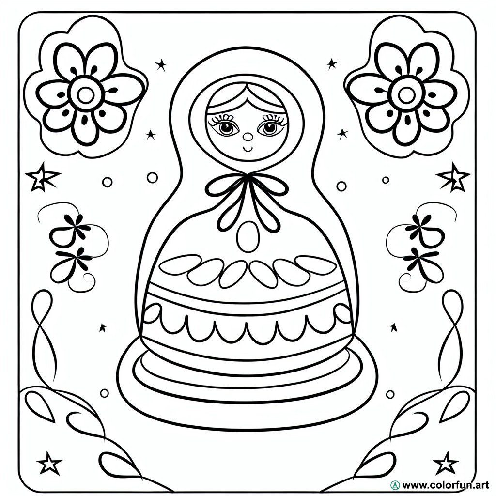 Russian folkloric doll coloring page
