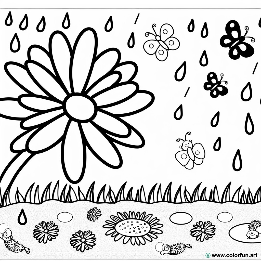 coloring page spring nature