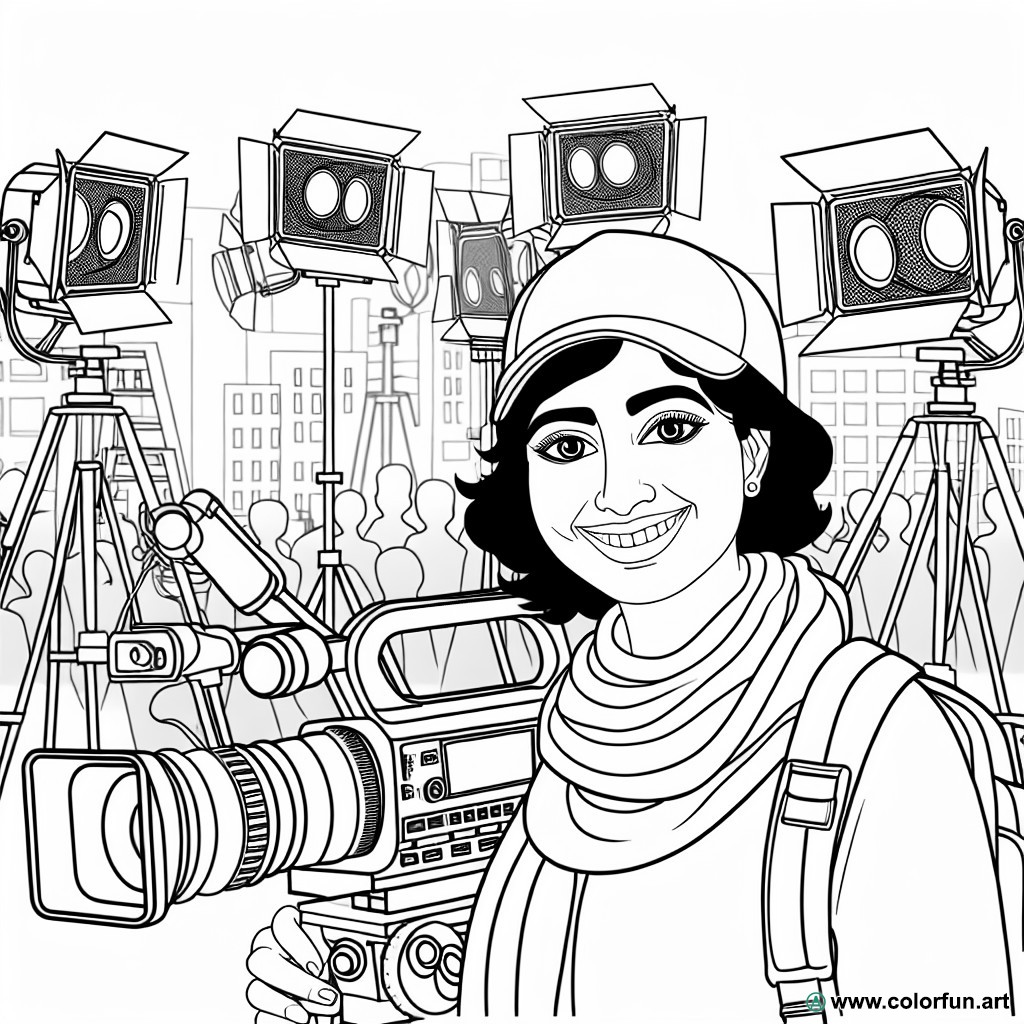 Professional cameraman coloring page