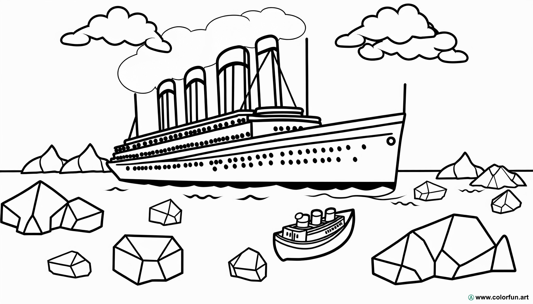 coloring page titanic scene