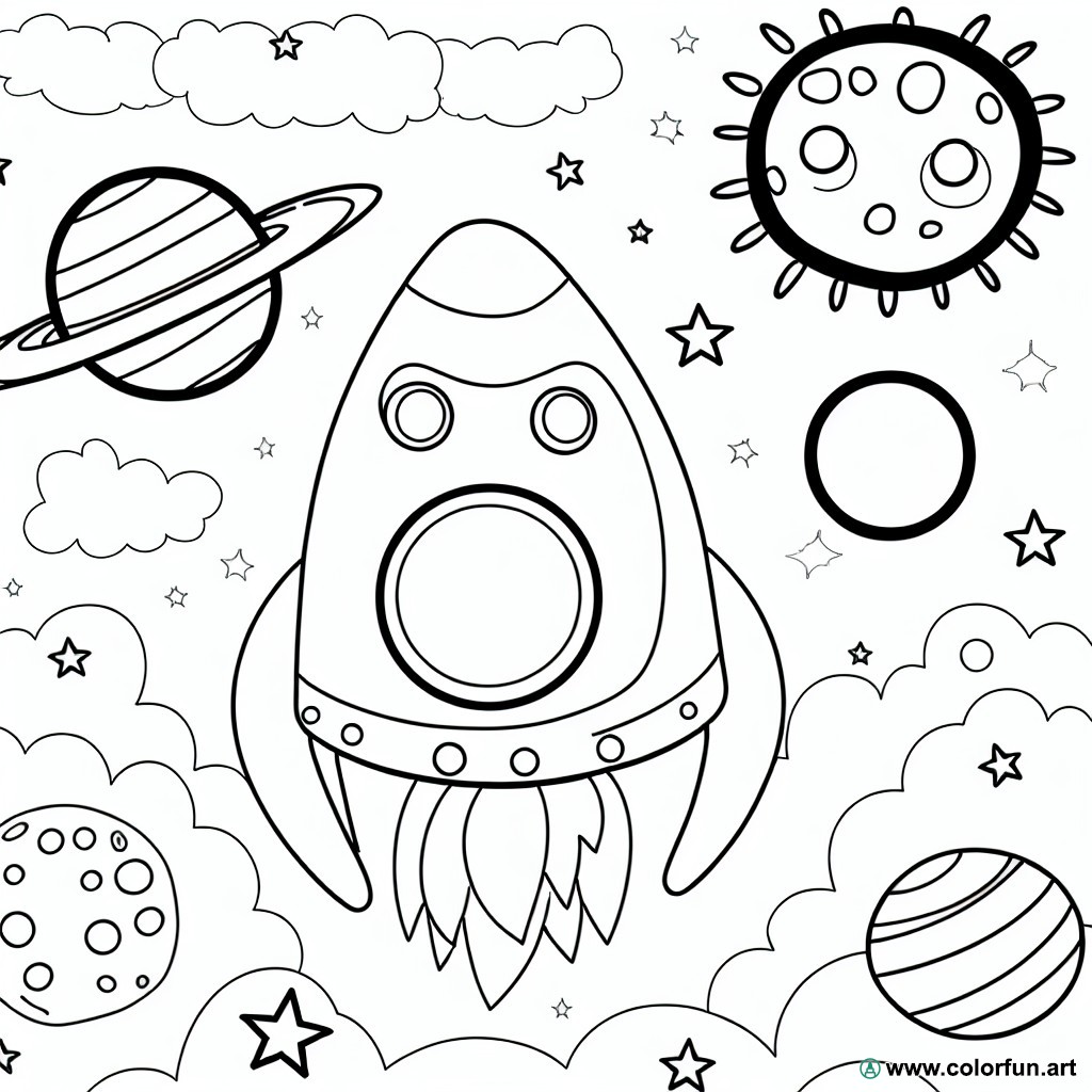 coloring page spaceship space exploration