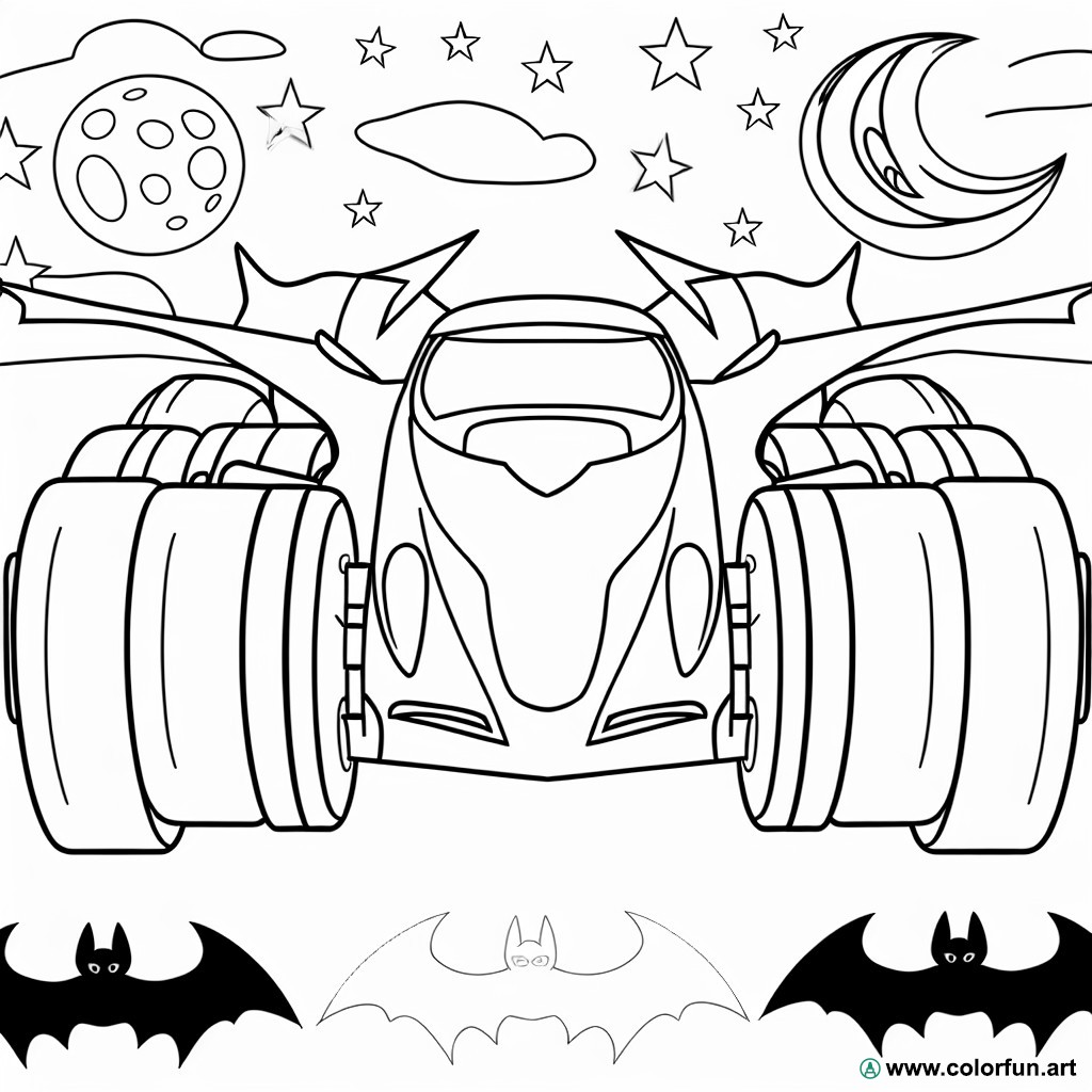 batman batmobile coloring page