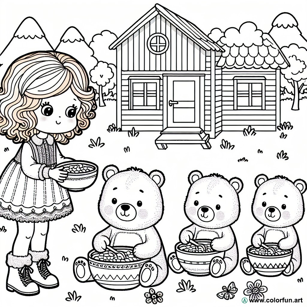 Coloring page Goldilocks and the Three Bears