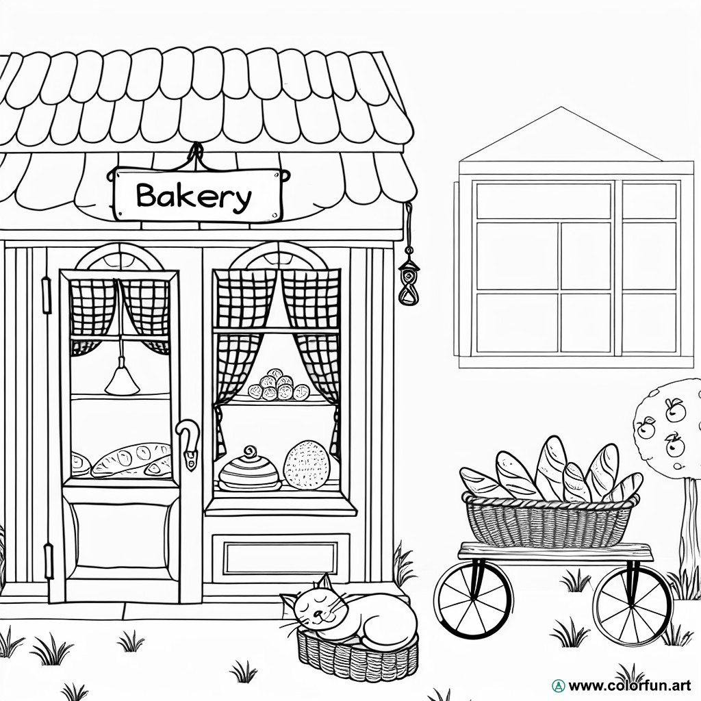 coloring page vintage bakery