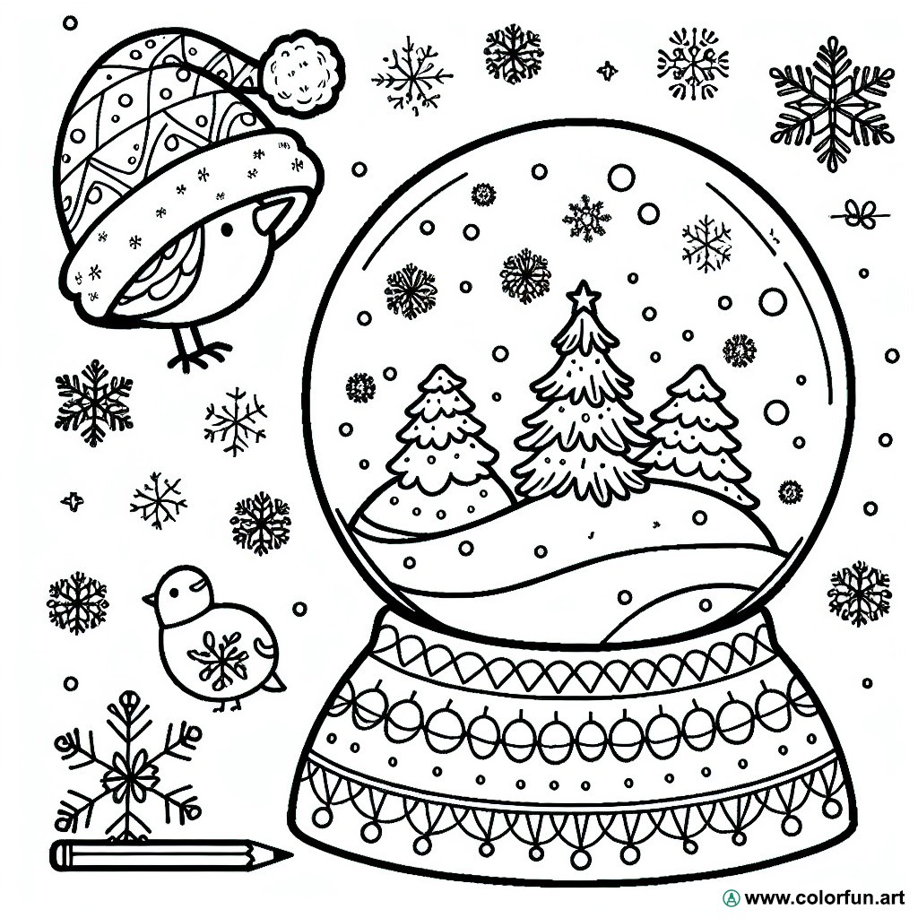 Christmas snowball coloring page
