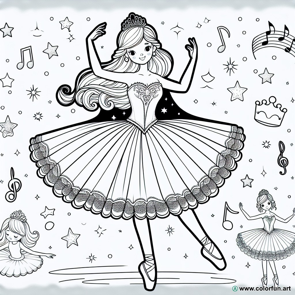coloring page ballerina dress
