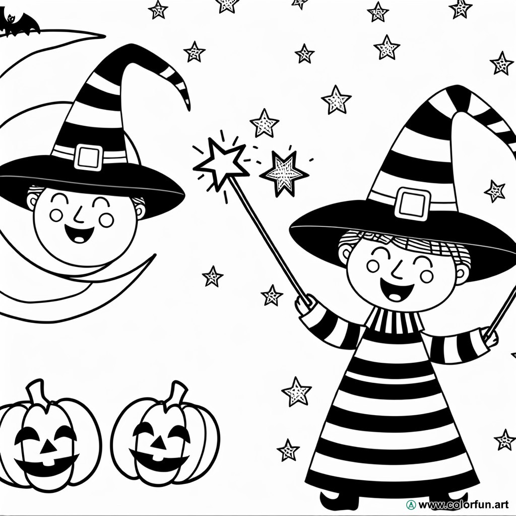 coloring page halloween kindergarten witch