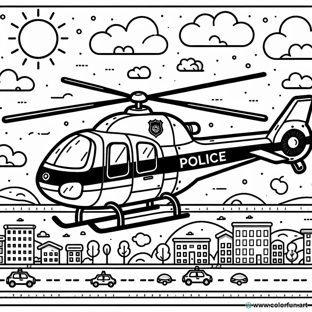 police helicopter coloring page