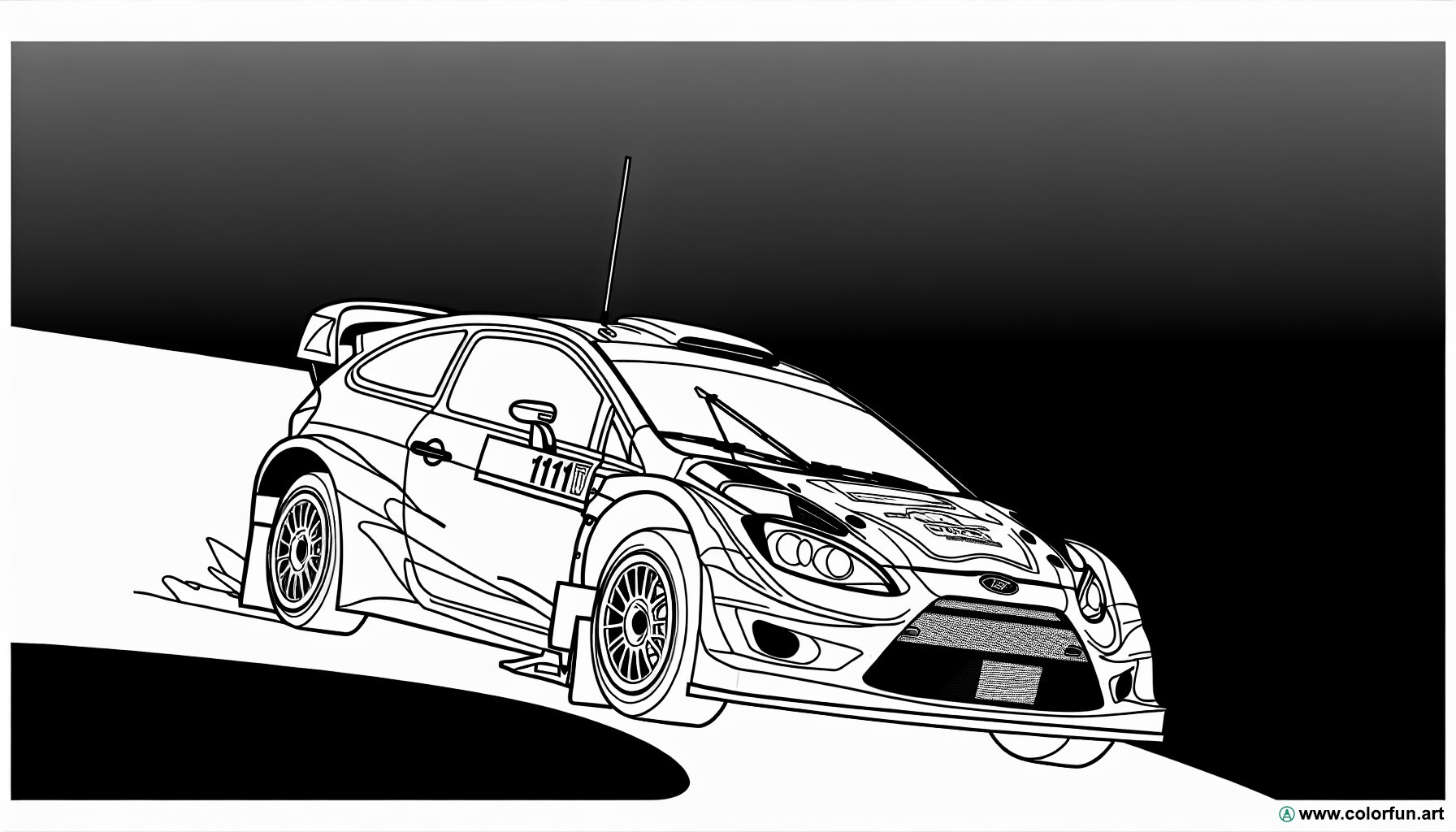 coloring page rally car competition