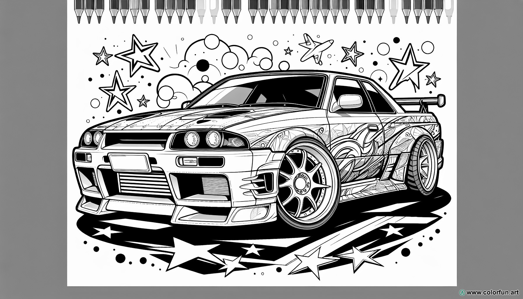 Coloring page tuning car