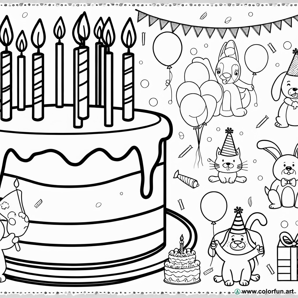 birthday coloring page 10 years old animals