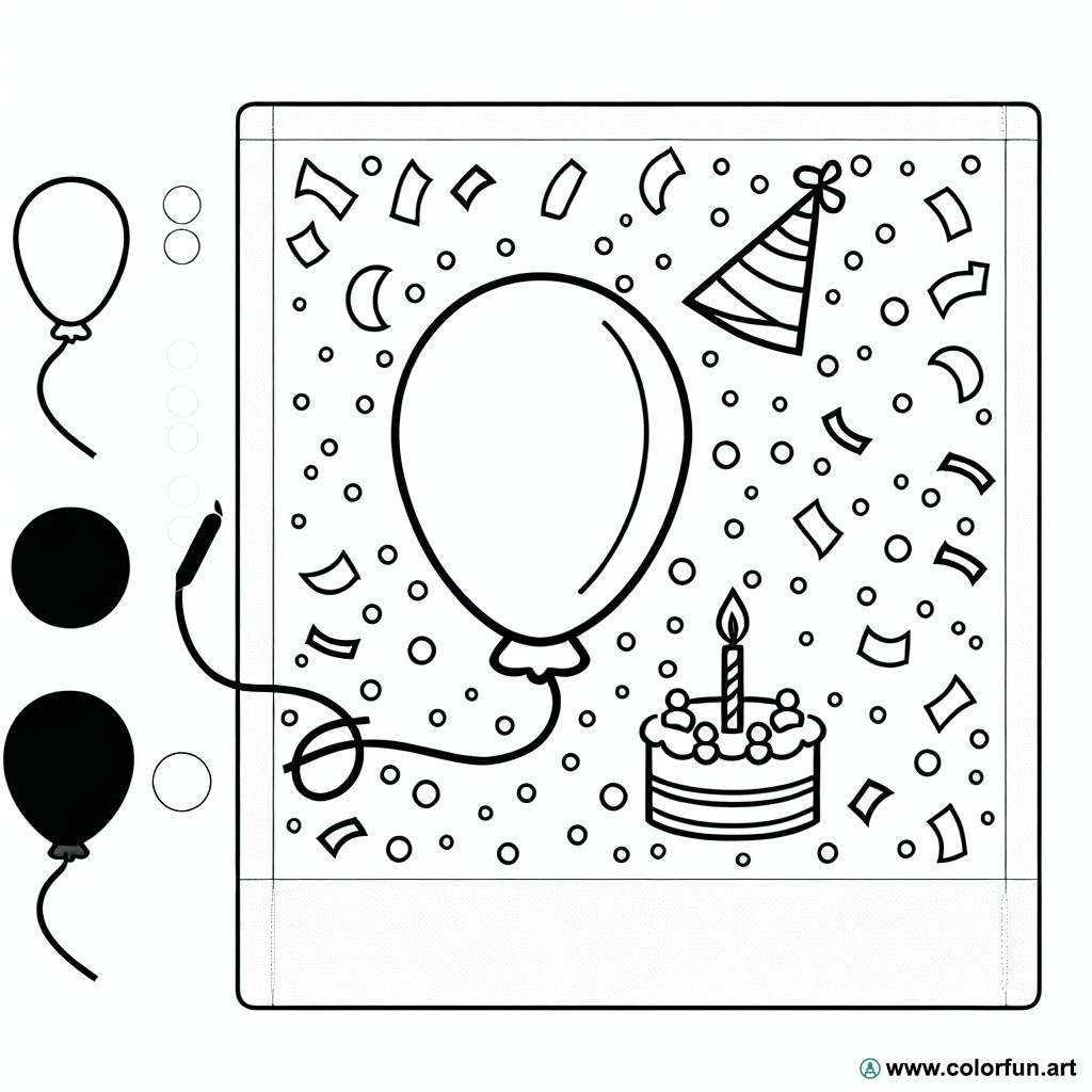 coloring page birthday balloon