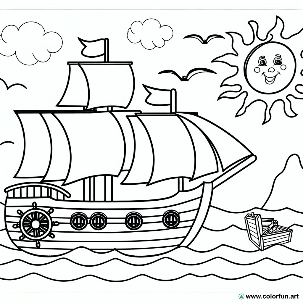 coloring page pirate ship