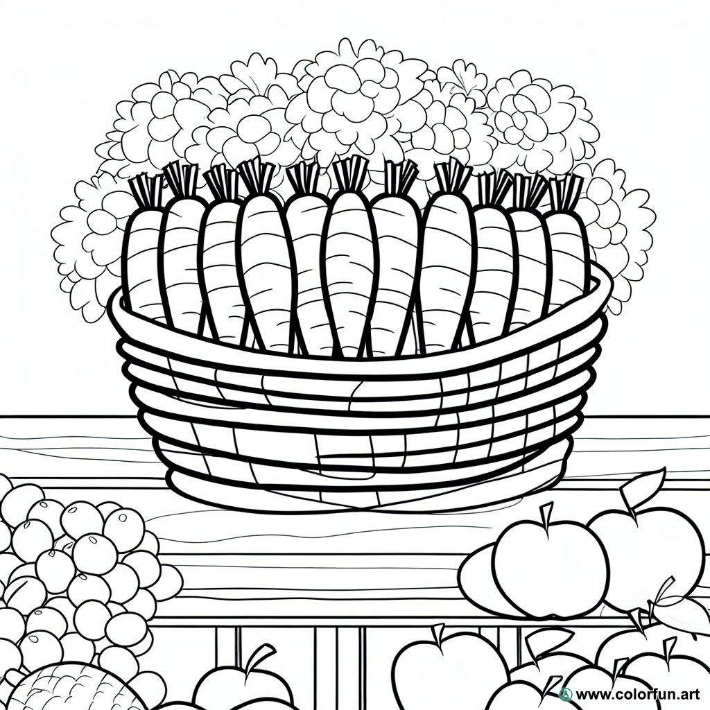 coloring page carrots fruits