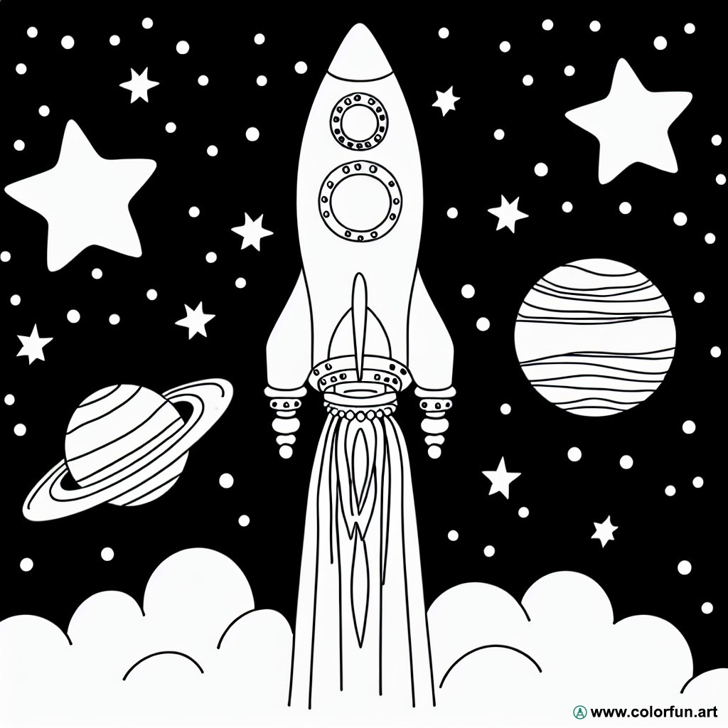 coloring page space solar system