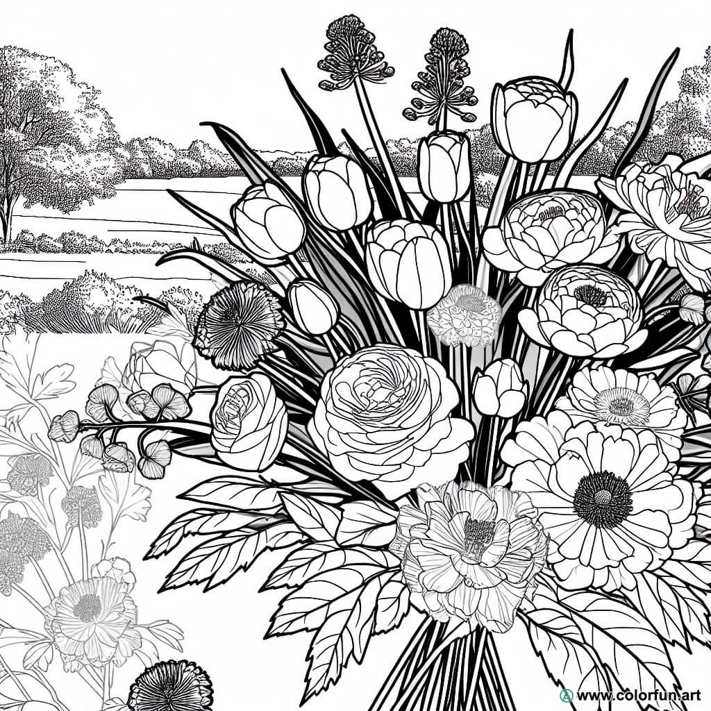 coloring page natural flowers