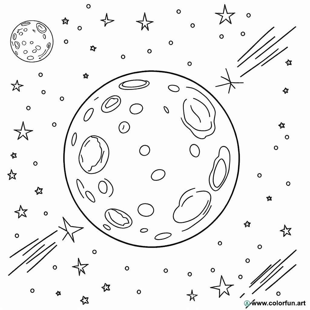 coloring page moon planet