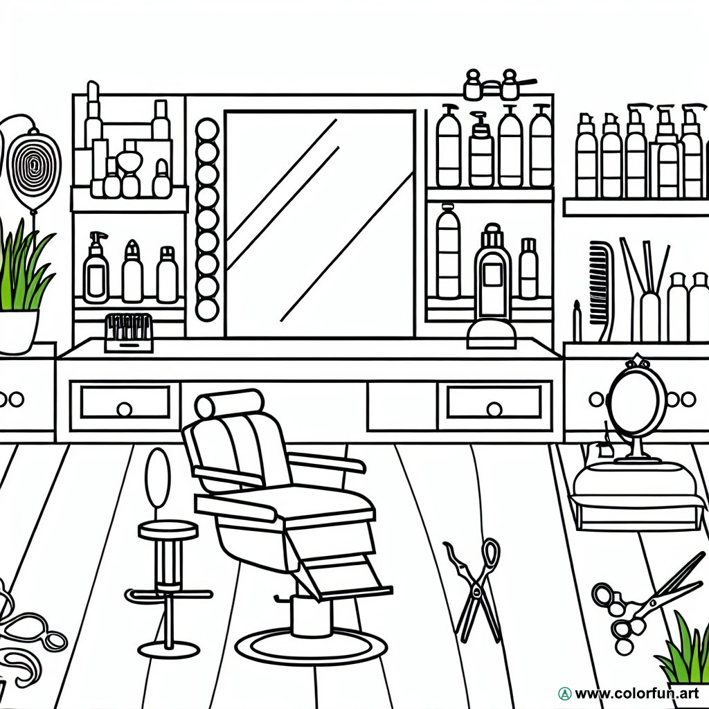 hair salon coloring page