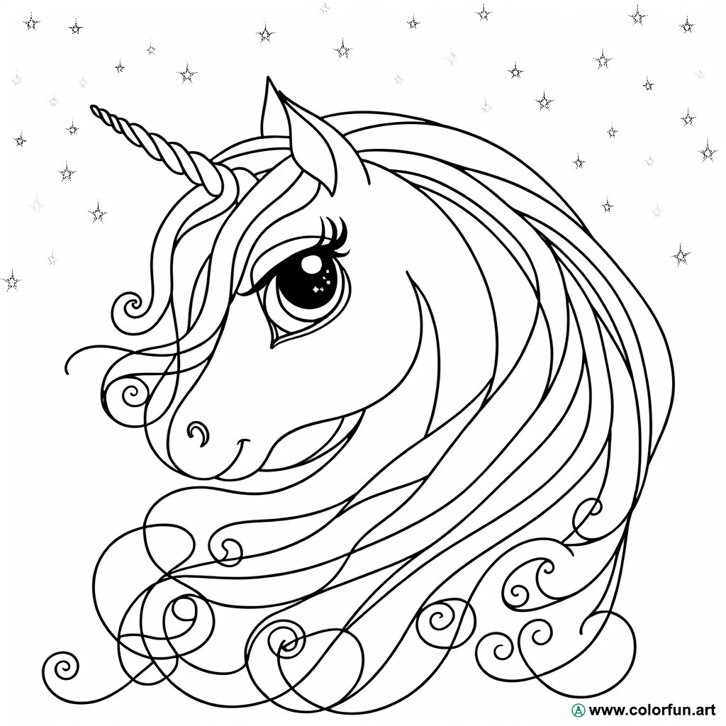 unicorn head coloring page