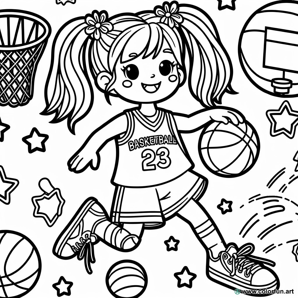 Girl basketball coloring page