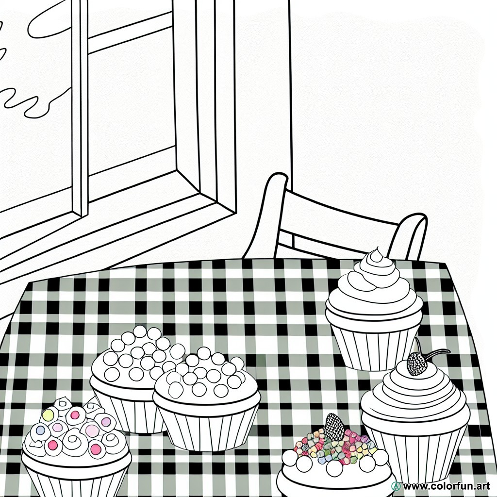 coloring page delicious cupcakes