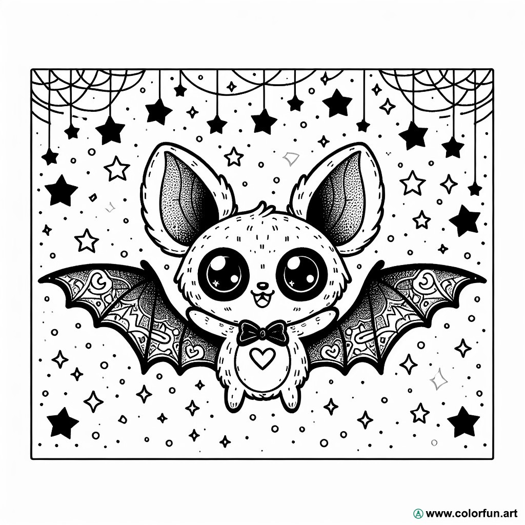 cute bat halloween coloring page