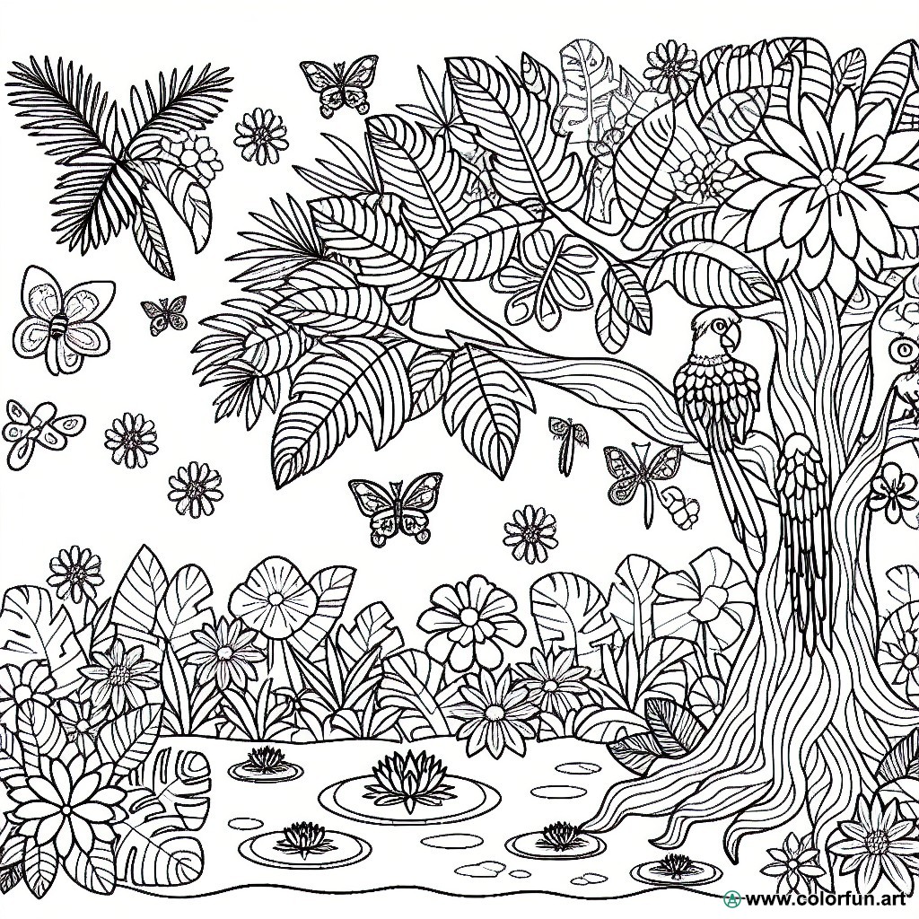 exotic garden coloring page