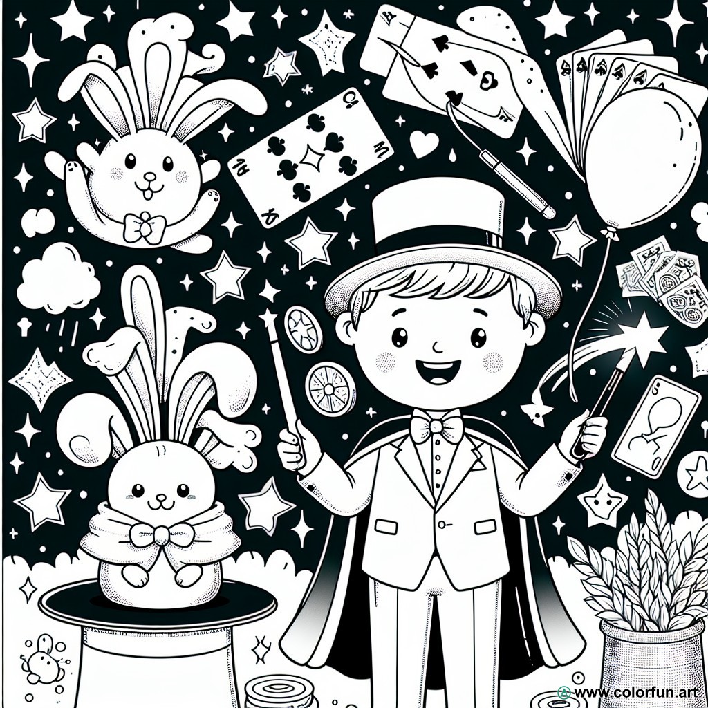 coloring page magician circus