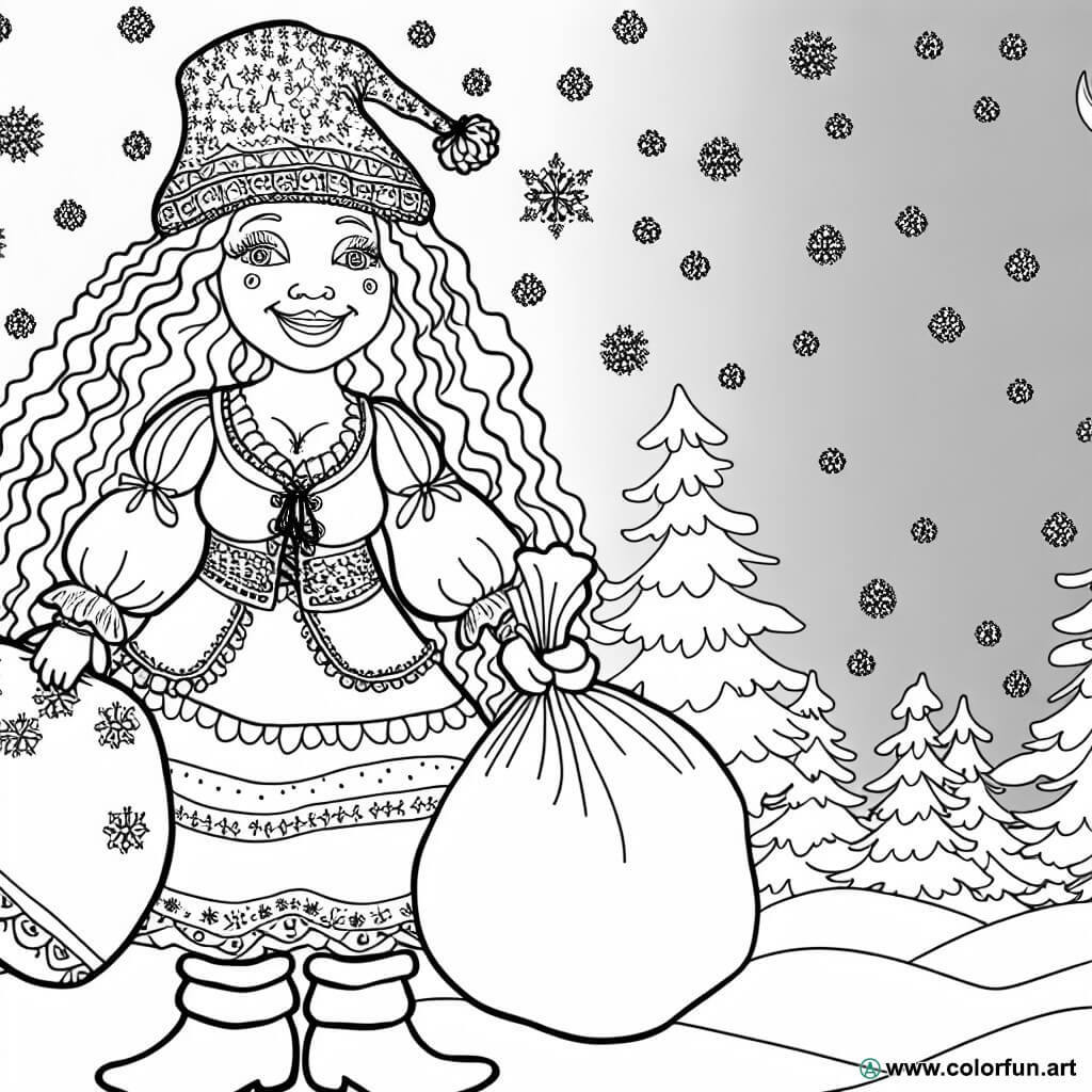 Coloring page of the original Mrs. Claus Download or Print for free